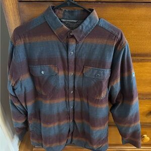 Kuhl Men's Striped Button-Up Jacket in Blue and Brown